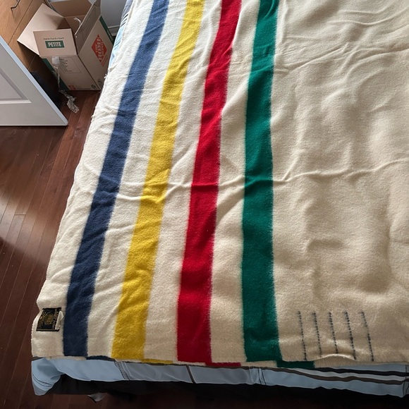 Classic Striped Wool Blanket in Cream and Multicolor - Picture 2 of 5